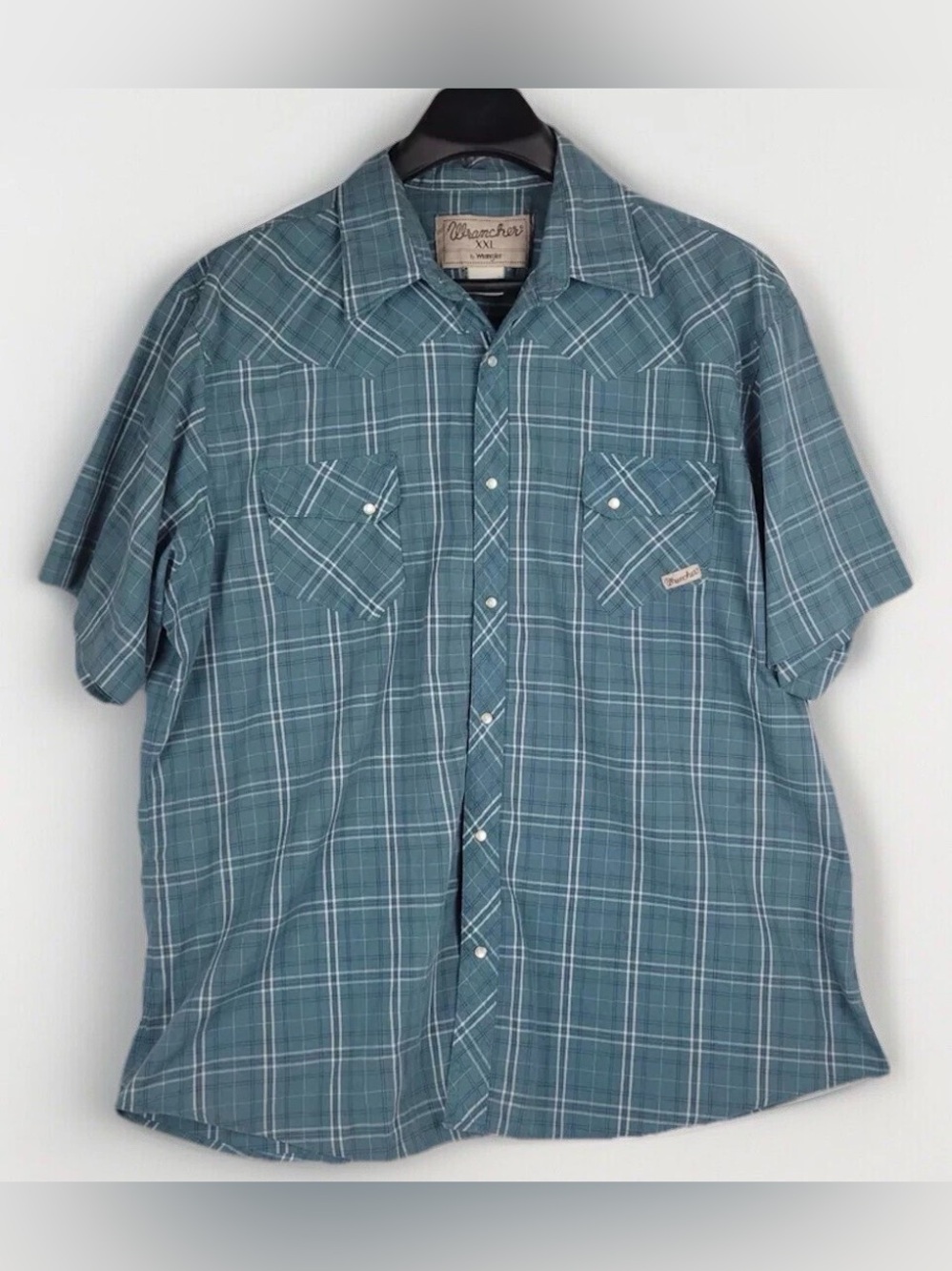 Wrancher by Wrangler Men's 2XL Short Sleeve Shirt Pearl Snap Button Cowboy